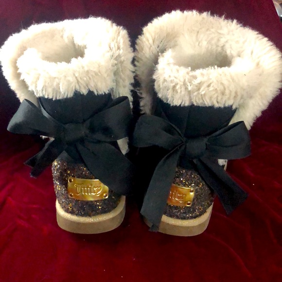 Juicy size 2 black boots with Sparkling rhinestone embellished logos. - Picture 3 of 3